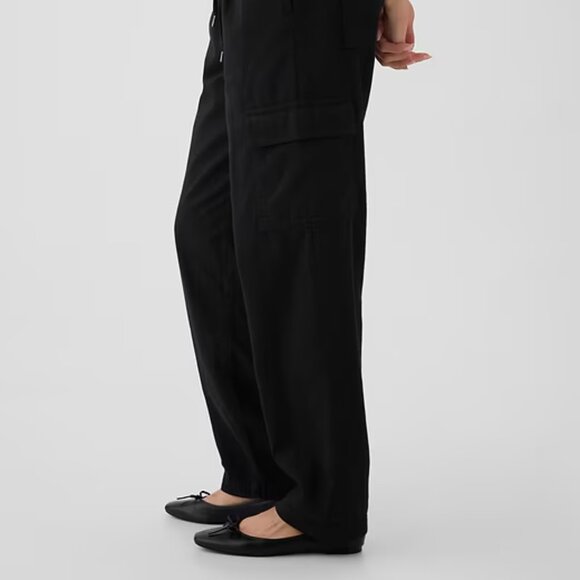 NEW GAP Black LP Large Petite Easy Cargo Pants Baggy 90's Skater - Picture 2 of 10